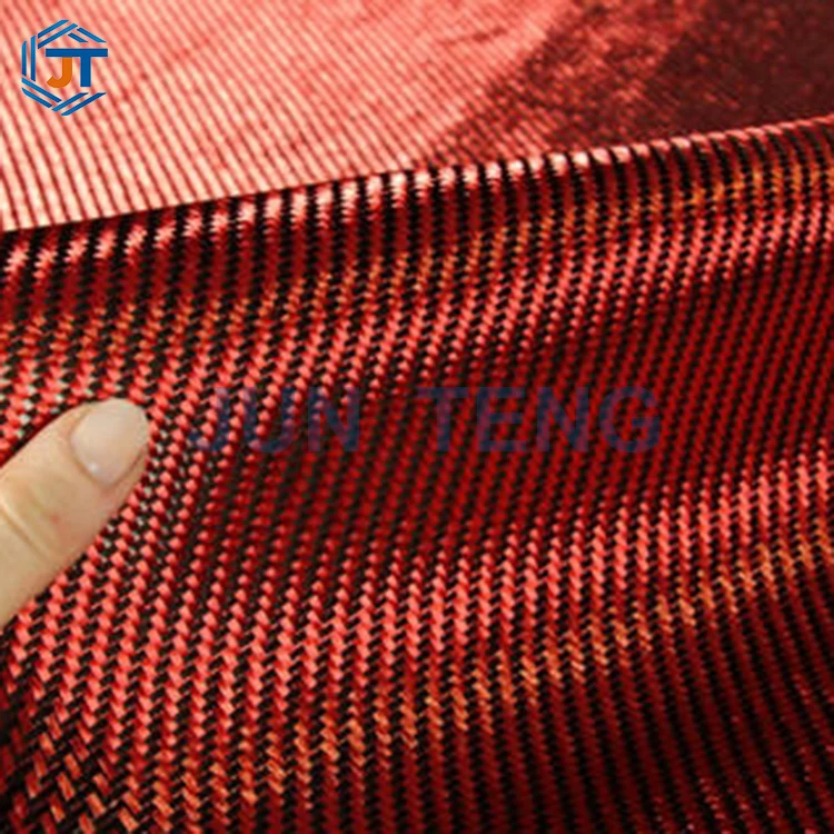 Tessuto in fibra di carbonio intrecciato rosso 3K